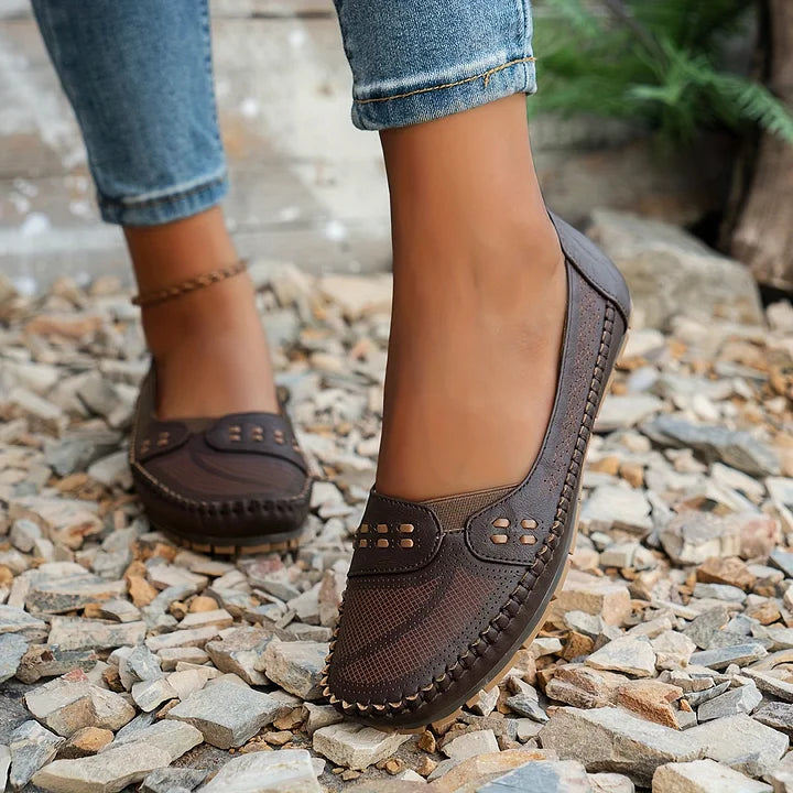 Halbschuhe für Damen - Atmungsaktive Mokassins mit fußbett für Sommer