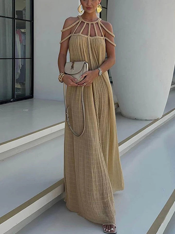 Ruth Boho Kleid | Langes Cocktailkleid mit Cut-Out Schultern