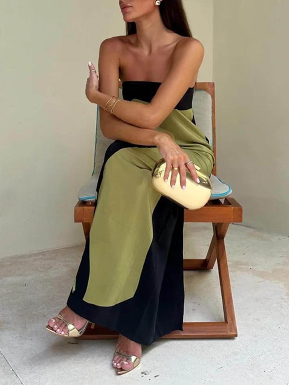 Gina Maxikleid | Elegantes Bandeau Maxikleid mit Abstrakt Muster