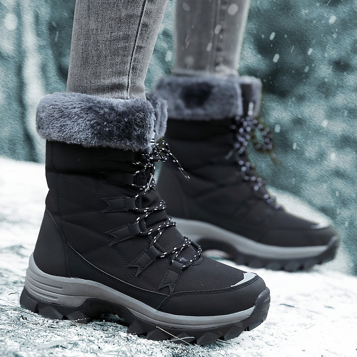 Gefütterte Schneestiefel für Damen - Wasserabweisende & Rutschfeste Winterboots mit Schnürung für den Winter