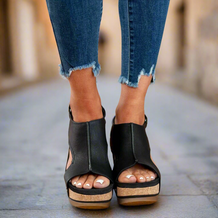 Keilsandaletten - Trendige Bequeme Sandalen mit Korksohle für Sommer
