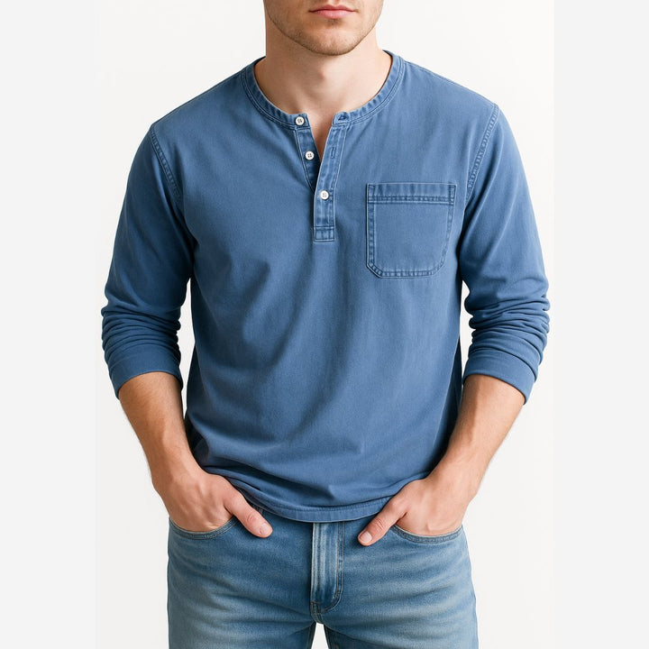 Alex T-shirt - Premium Langärmliges Henley-Shirt für Herren