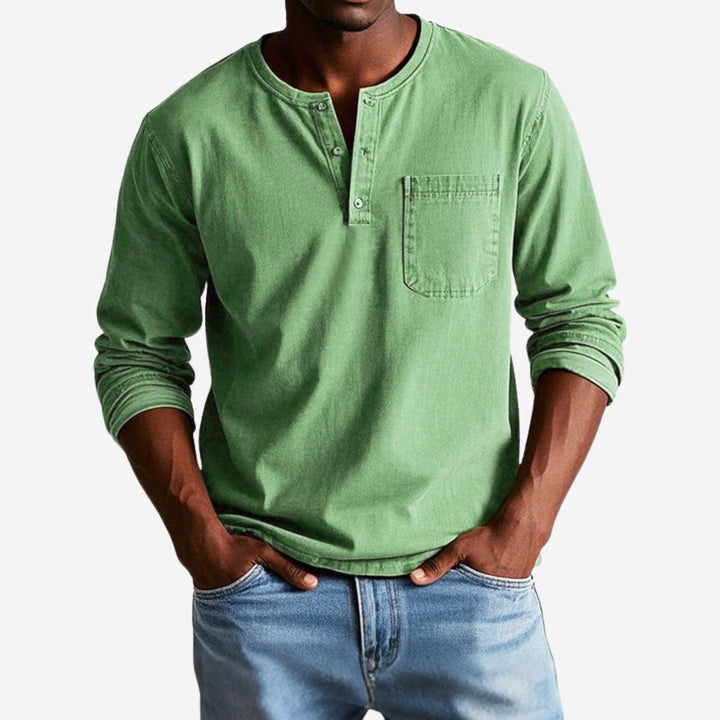 Alex T-shirt - Premium Langärmliges Henley-Shirt für Herren