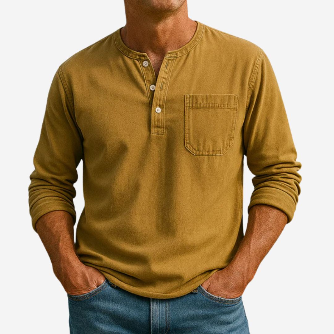 Alex T-shirt - Premium Langärmliges Henley-Shirt für Herren