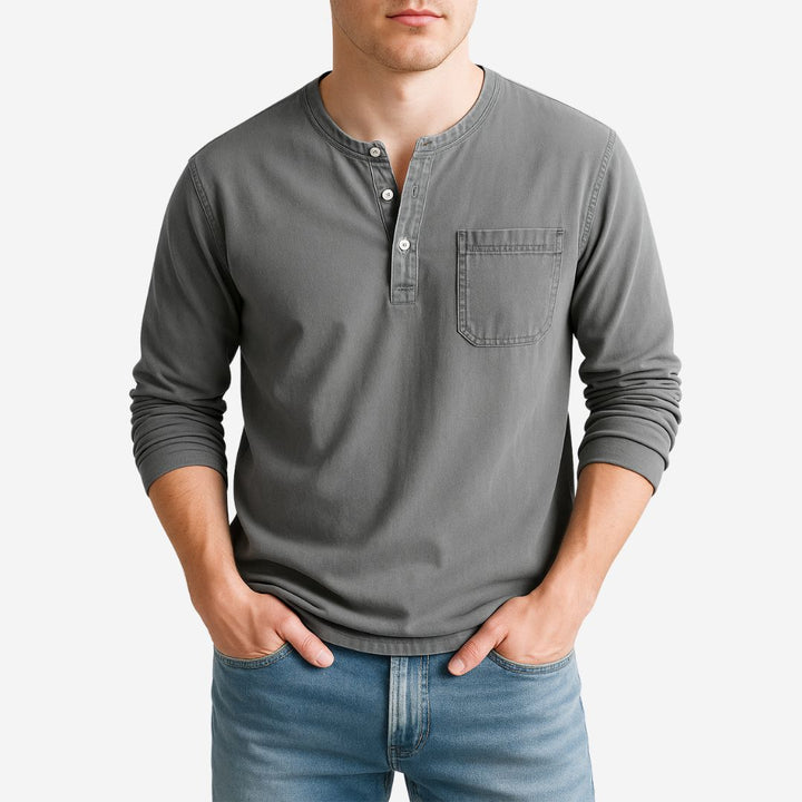 Alex T-shirt - Premium Langärmliges Henley-Shirt für Herren