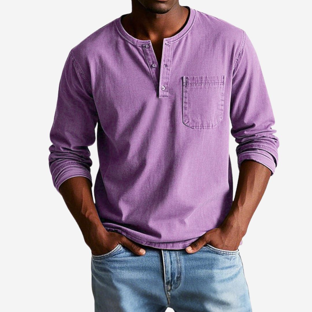 Alex T-shirt - Premium Langärmliges Henley-Shirt für Herren
