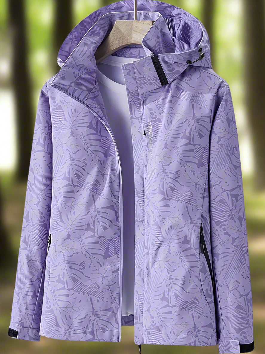 Regenjacke für Damen - Wasserfeste Sommerjacke mit Blättermuster