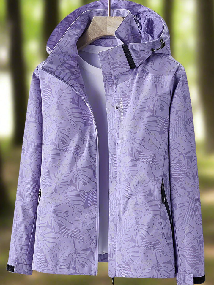 Regenjacke für Damen - Wasserfeste Sommerjacke mit Blättermuster
