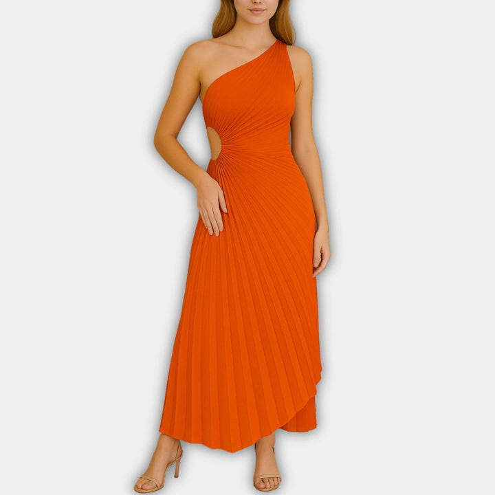 Loscano Plissee Kleid | Elegantes One-Shoulder Abendkleid für Hochzeitsgäste