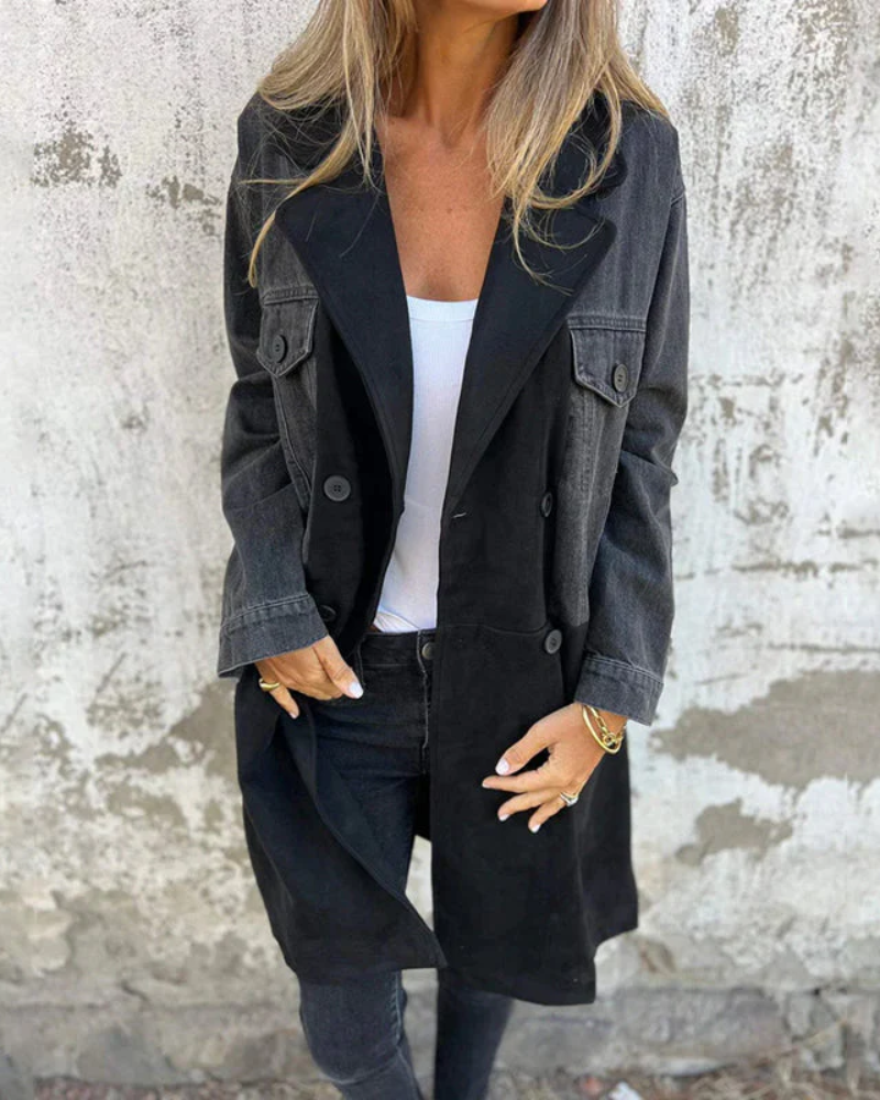 Olivia Denim Mantel | Stilvolle lange Übergangsjacke für Frauen