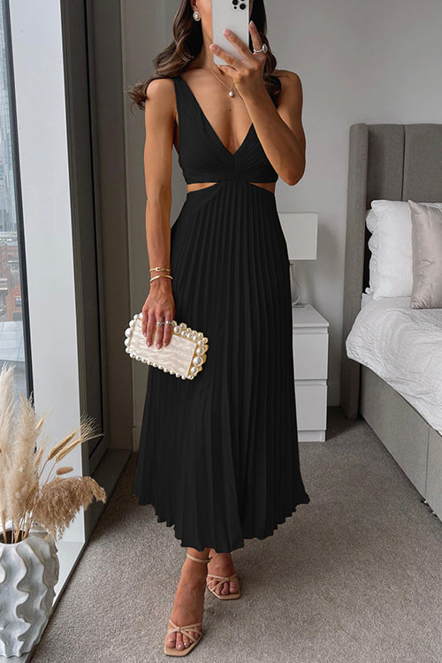 Loscano Festkleid | Plissiertes Hochzeitsgast Kleid mit Cut-Outs