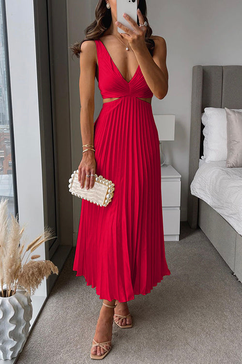 Loscano Festkleid | Plissiertes Hochzeitsgast Kleid mit Cut-Outs