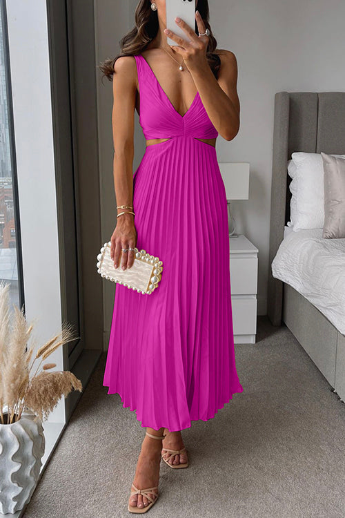 Loscano Festkleid | Plissiertes Hochzeitsgast Kleid mit Cut-Outs