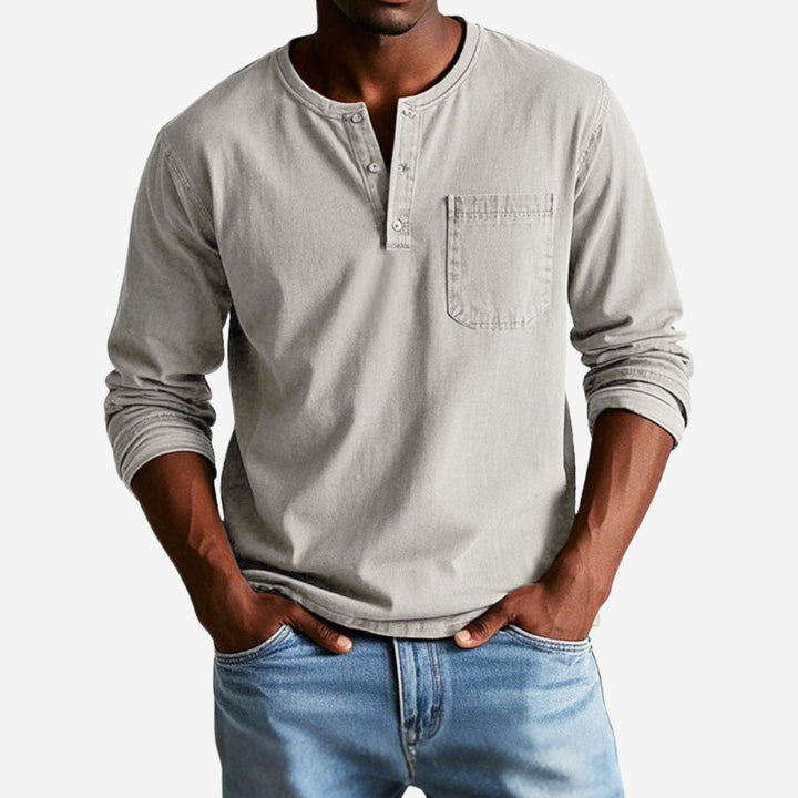 Alex T-shirt - Premium Langärmliges Henley-Shirt für Herren