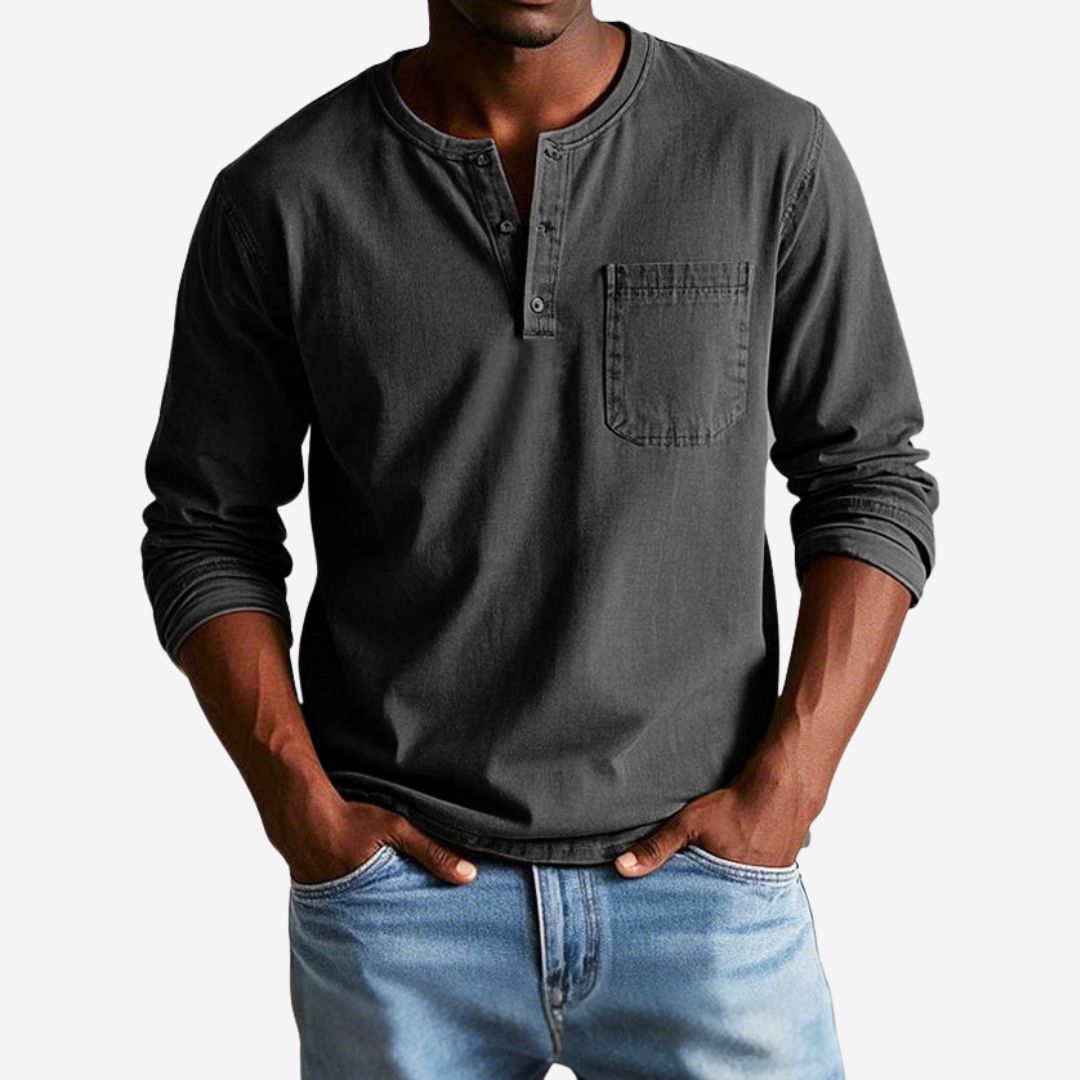 Alex T-shirt - Premium Langärmliges Henley-Shirt für Herren
