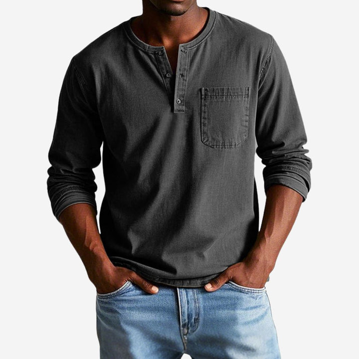 Alex T-shirt - Premium Langärmliges Henley-Shirt für Herren