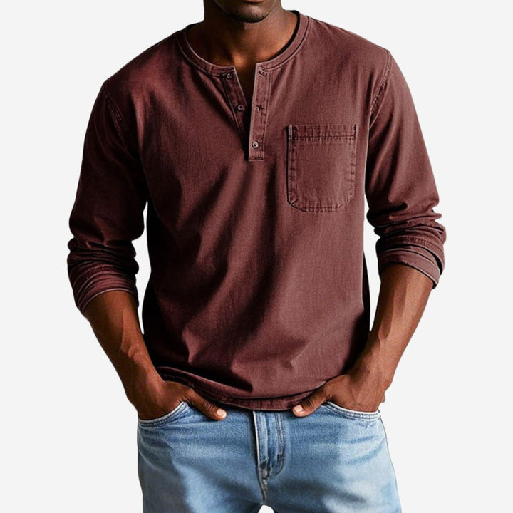 Alex T-shirt - Premium Langärmliges Henley-Shirt für Herren