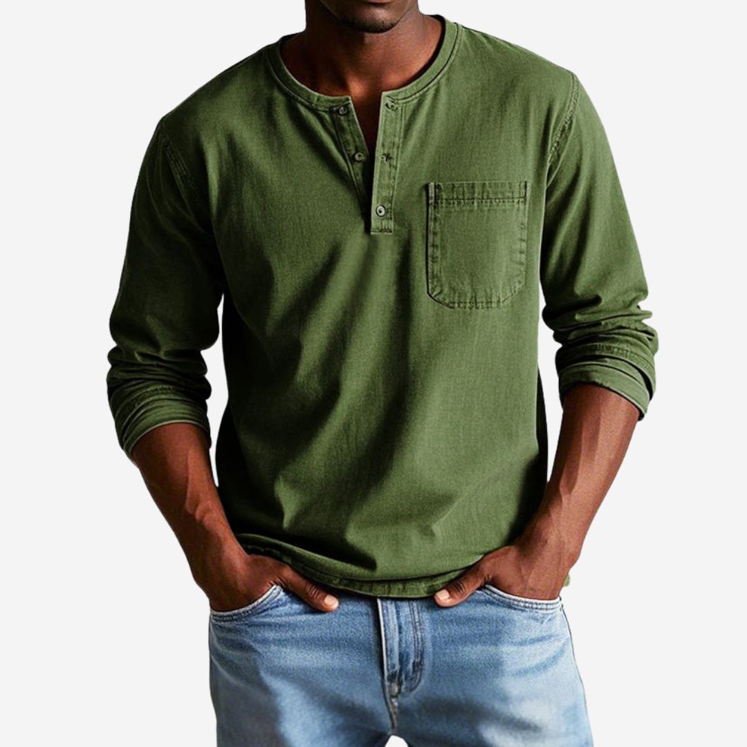 Alex T-shirt - Premium Langärmliges Henley-Shirt für Herren