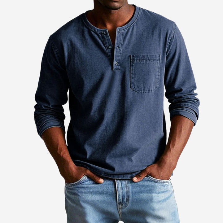 Alex T-shirt - Premium Langärmliges Henley-Shirt für Herren