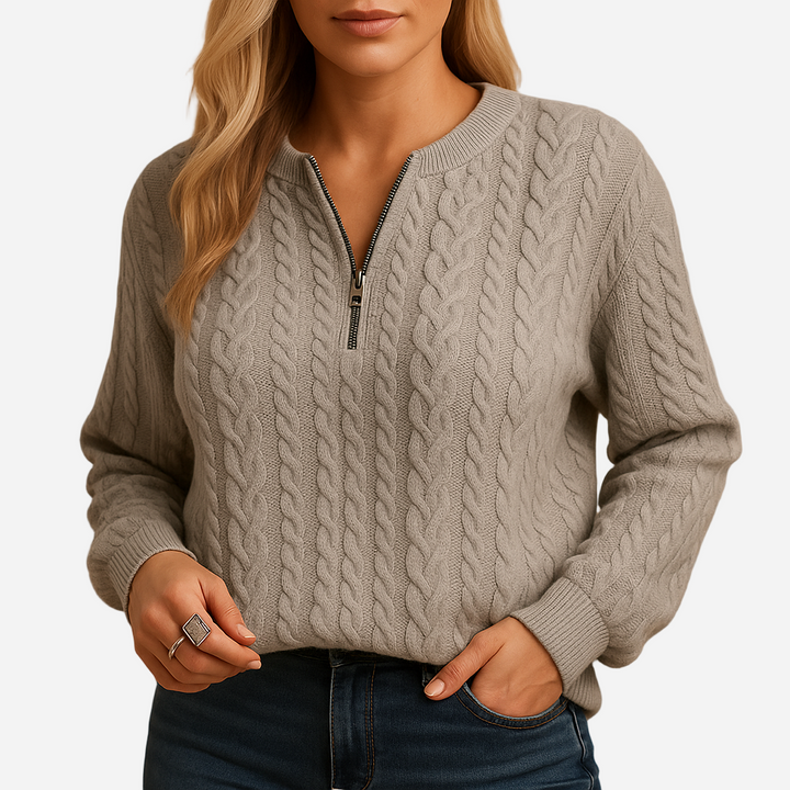Strickpullover für Damen - Rundhals & Struktur für den Winter
