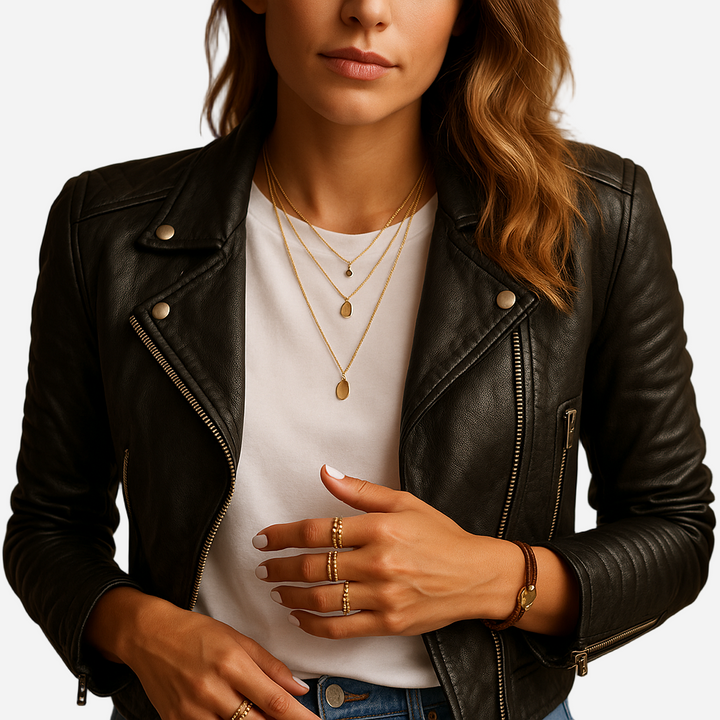 Lederjacke für Damen - Schwarz & Kragen für den Herbst/Winter