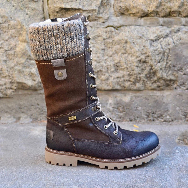 Gefütterte Damen Winterstiefel - Klassische Schnürboots mit Warmfutter & rutschfester Sohle - Winterfest