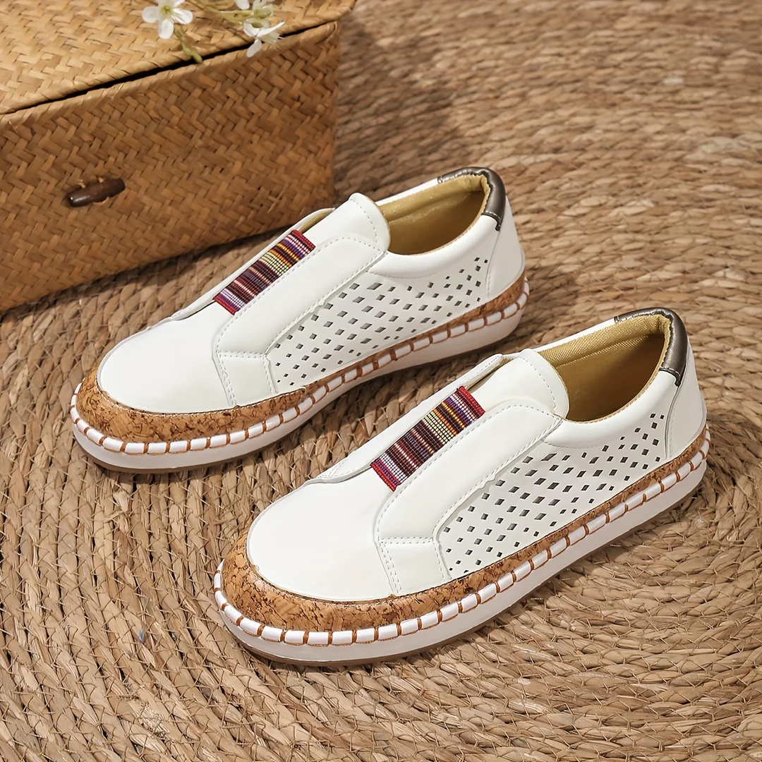 Halbschuhe für Damen - Bequeme Sommerschuhe mit Korkabsatz