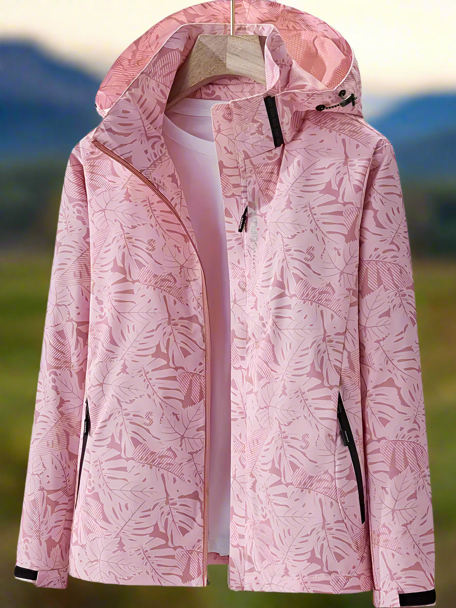 Regenjacke für Damen - Wasserfeste Sommerjacke mit Blättermuster