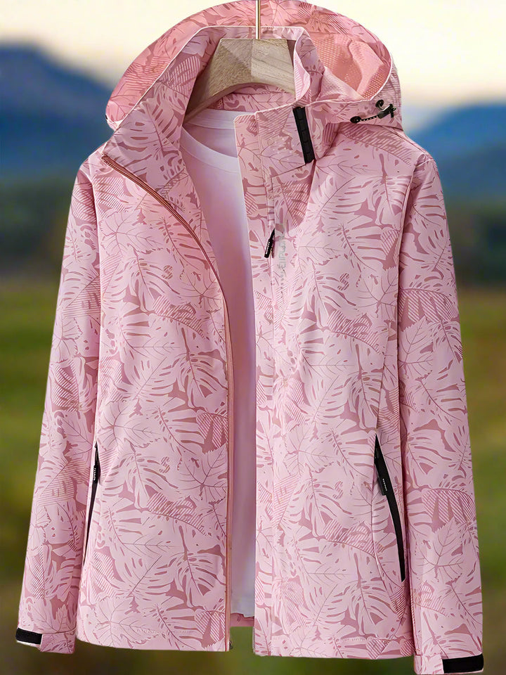 Regenjacke für Damen - Wasserfeste Sommerjacke mit Blättermuster