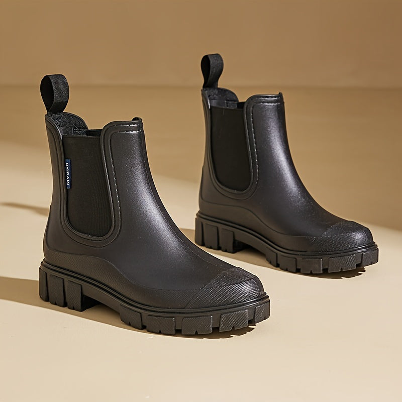 Regenstiefel für den Herbst - Halbhohe wasserdichte Gummistiefel mit rutschfester Sohle für Damen