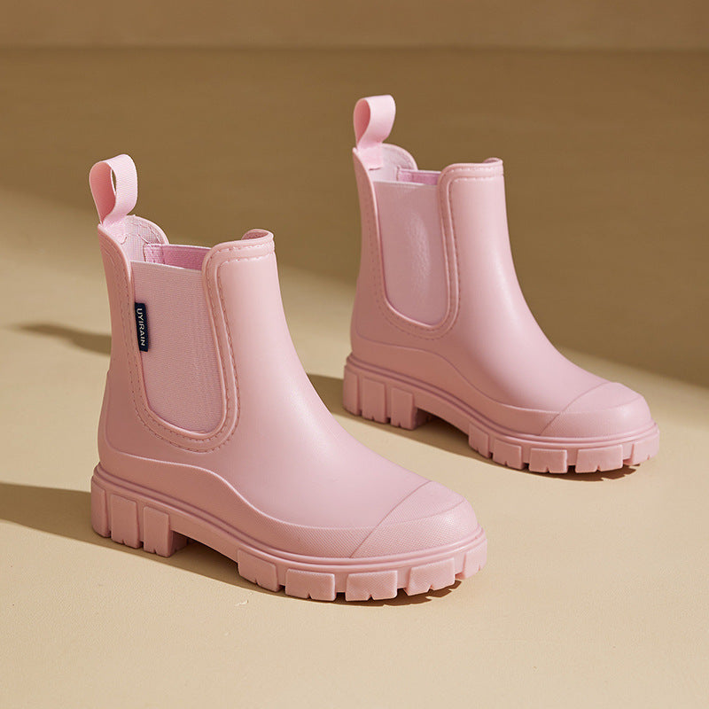 Regenstiefel für den Herbst - Halbhohe wasserdichte Gummistiefel mit rutschfester Sohle für Damen