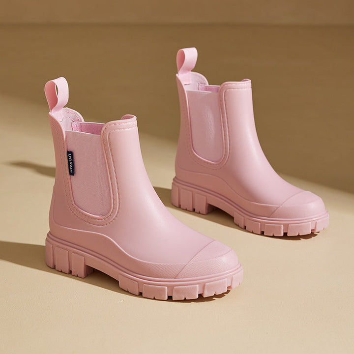 Regenstiefel für den Herbst - Halbhohe wasserdichte Gummistiefel mit rutschfester Sohle für Damen