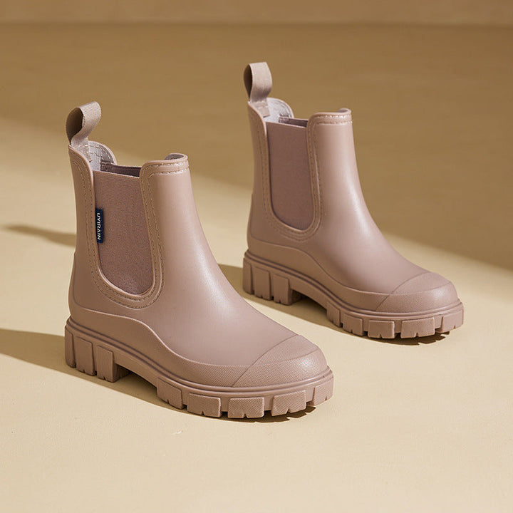 Regenstiefel für den Herbst - Halbhohe wasserdichte Gummistiefel mit rutschfester Sohle für Damen