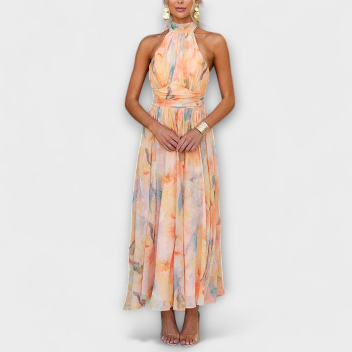 Sommerkleid für Damen - Stilvolles Halter-Neck Maxikleid mit Druck