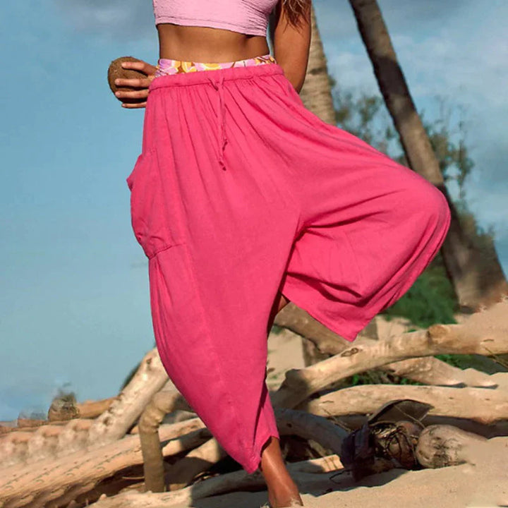 Sommerhose für Damen - Luftige Cargohose mit weitem Bein