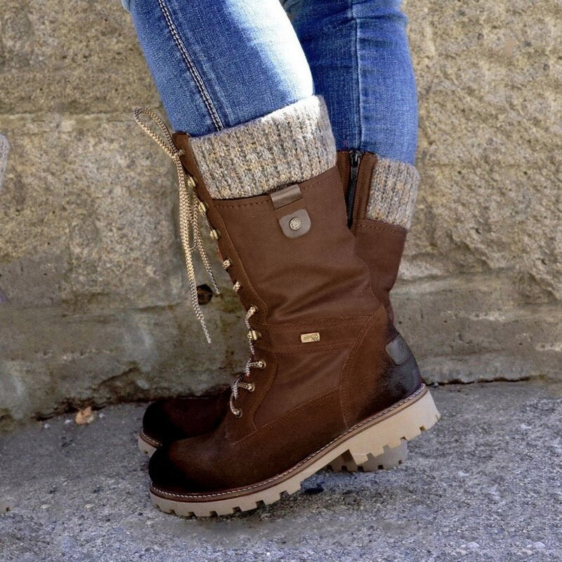 Gefütterte Damen Winterstiefel - Klassische Schnürboots mit Warmfutter & rutschfester Sohle - Winterfest