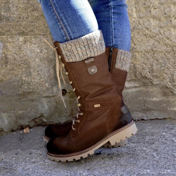 Gefütterte Damen Winterstiefel - Klassische Schnürboots mit Warmfutter & rutschfester Sohle - Winterfest
