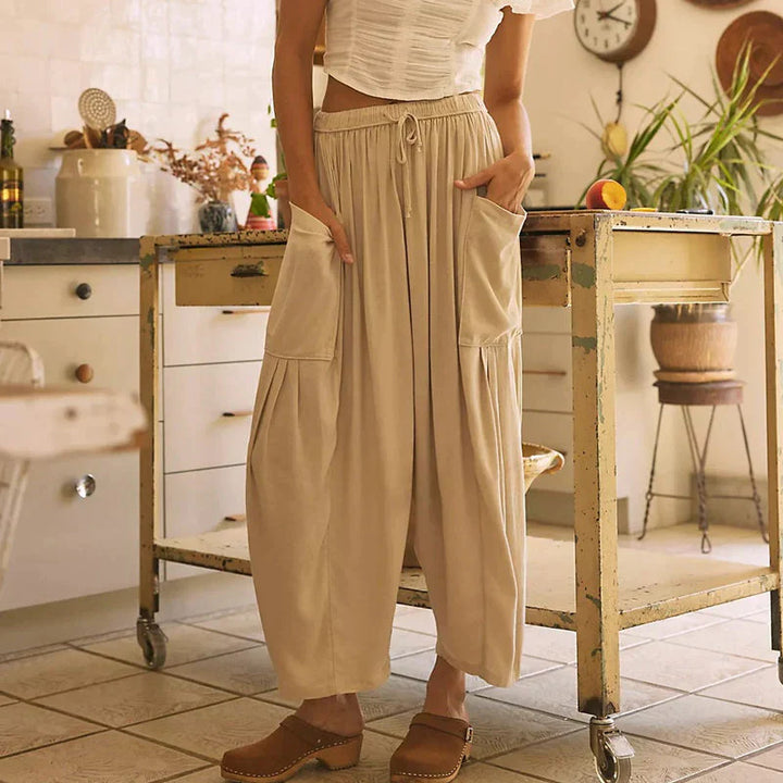 Sommerhose für Damen - Luftige Cargohose mit weitem Bein
