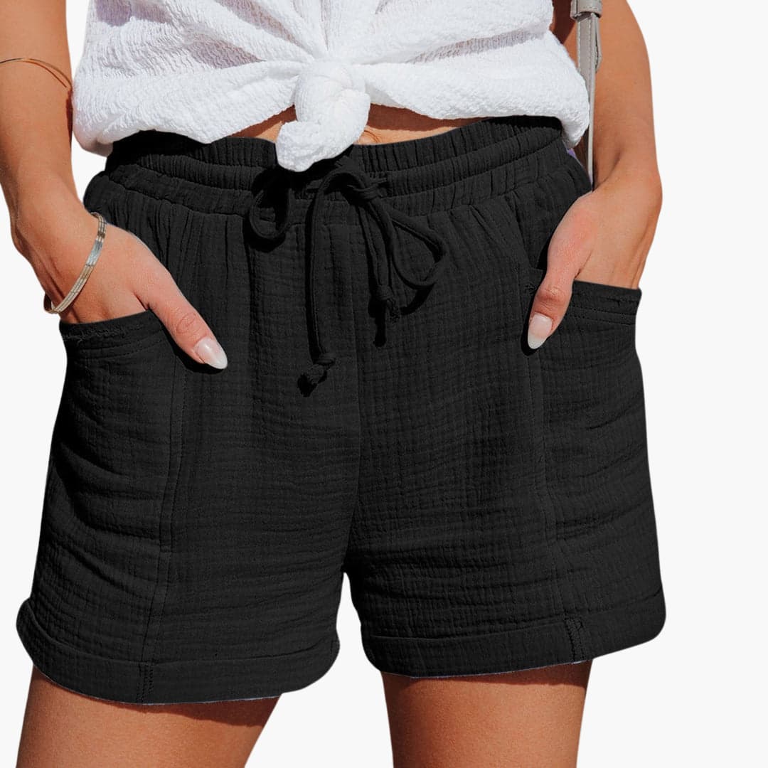 Musselin Shorts - Luftige Sommer Kurze Hose mit Taschen