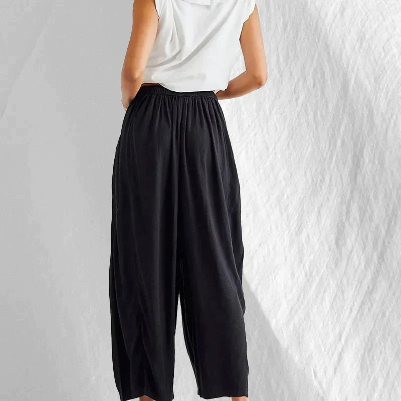Sommerhose für Damen - Luftige Cargohose mit weitem Bein