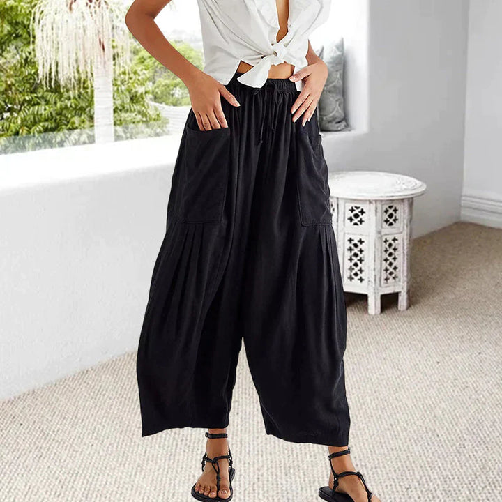 Sommerhose für Damen - Luftige Cargohose mit weitem Bein