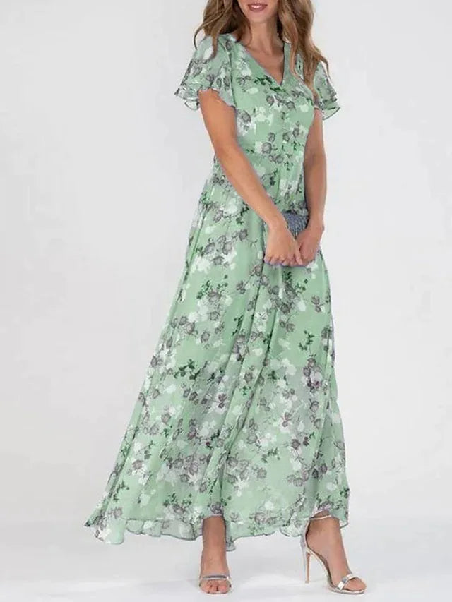 Maxikleid - Elegantes langes Sommerkleid mit Blumenmuster