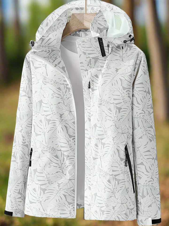 Regenjacke für Damen - Wasserfeste Sommerjacke mit Blättermuster
