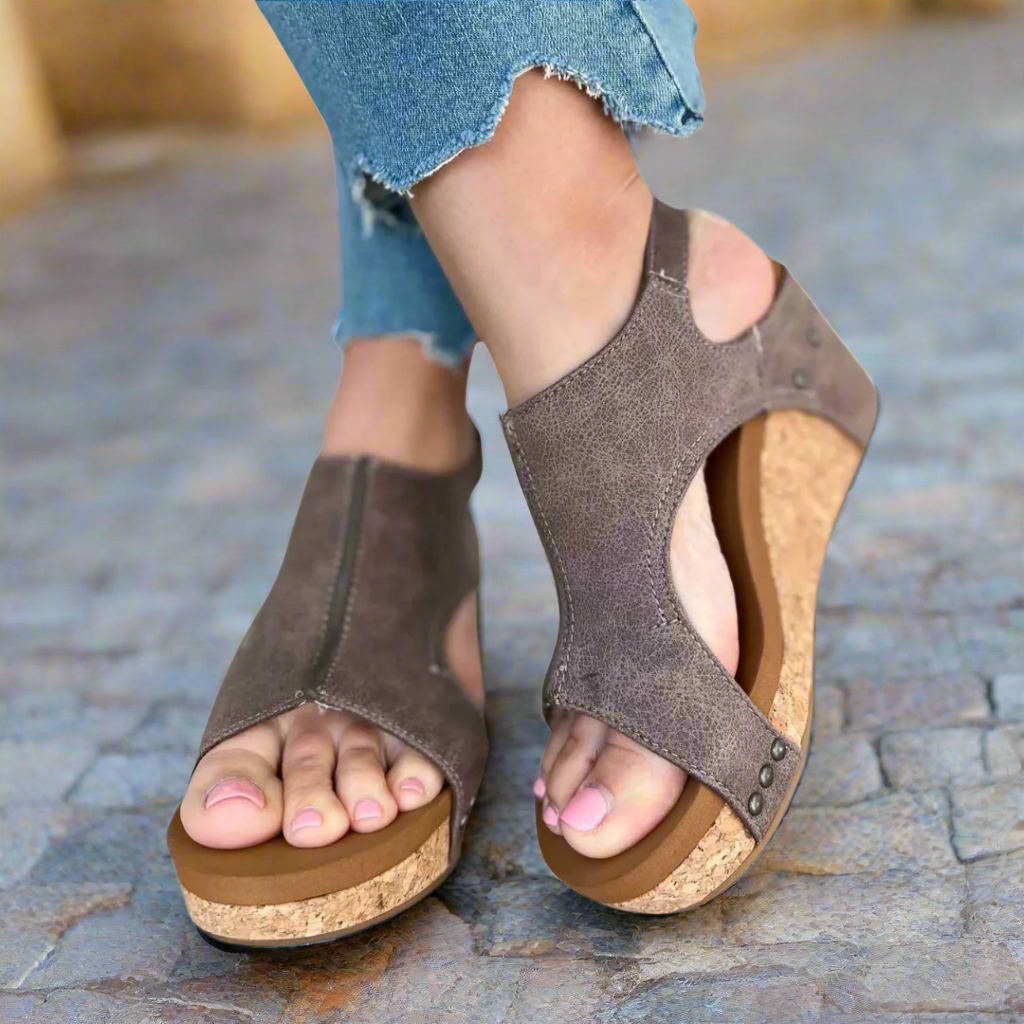 Keilsandaletten - Trendige Bequeme Sandalen mit Korksohle für Sommer