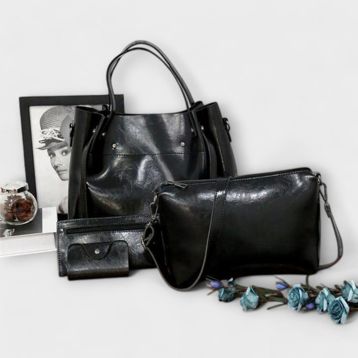 Silvia 3-in-1 Damen-Taschense | Bio-Leder Taschenset – Handtasche, Umhängetasche und Portemonnaie