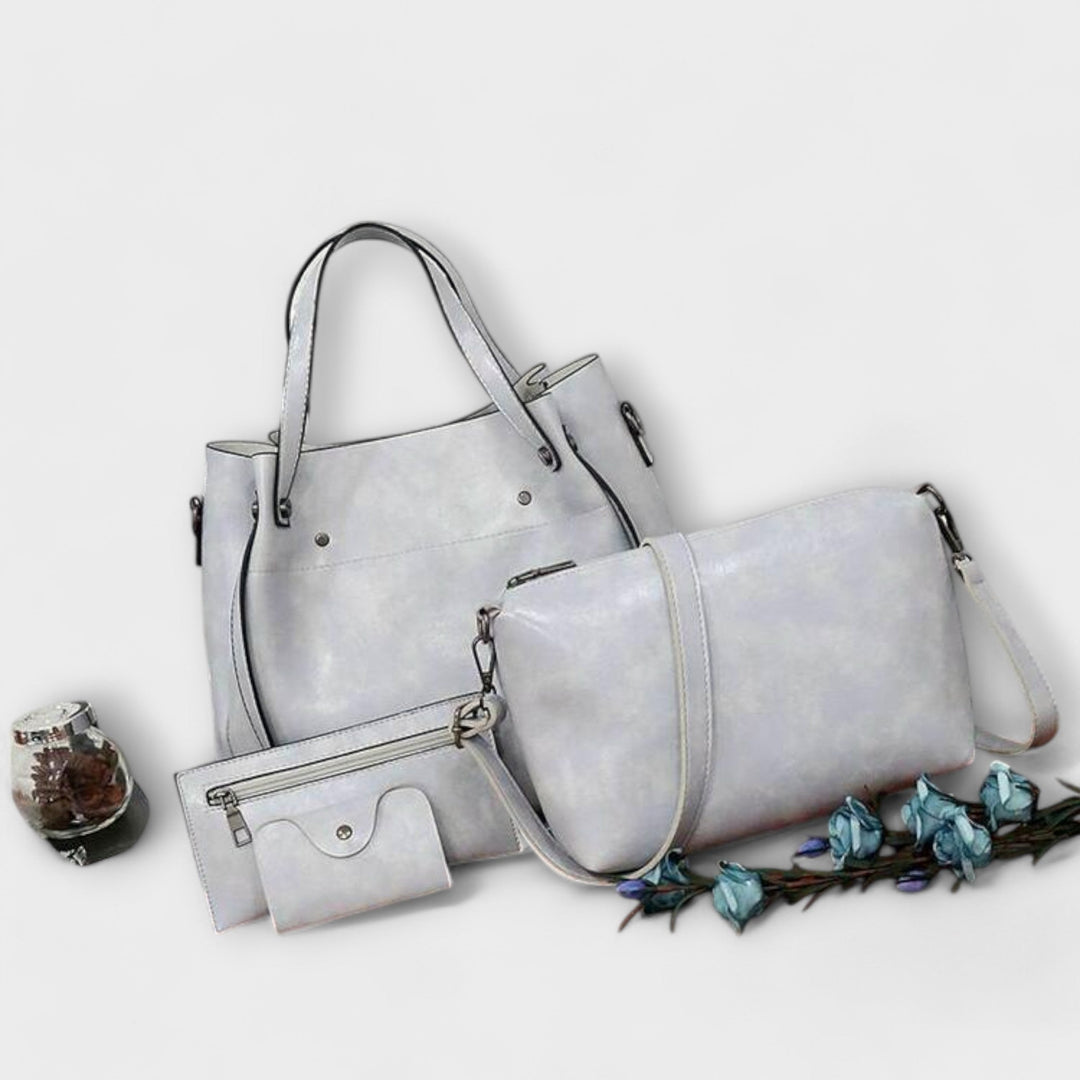 Silvia 3-in-1 Damen-Taschense | Bio-Leder Taschenset – Handtasche, Umhängetasche und Portemonnaie