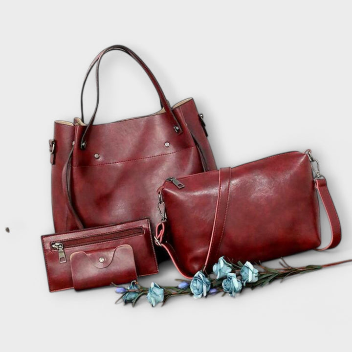 Silvia 3-in-1 Damen-Taschense | Bio-Leder Taschenset – Handtasche, Umhängetasche und Portemonnaie