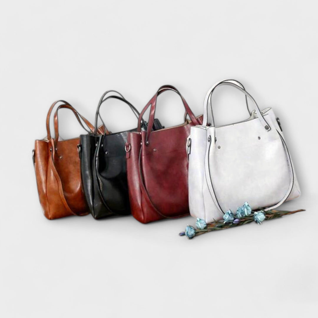 Silvia 3-in-1 Damen-Taschense | Bio-Leder Taschenset – Handtasche, Umhängetasche und Portemonnaie