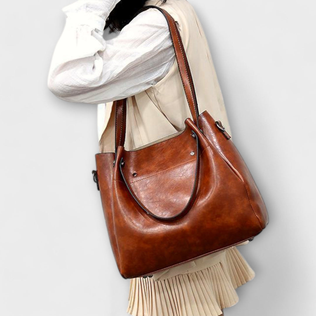 Silvia 3-in-1 Damen-Taschense | Bio-Leder Taschenset – Handtasche, Umhängetasche und Portemonnaie