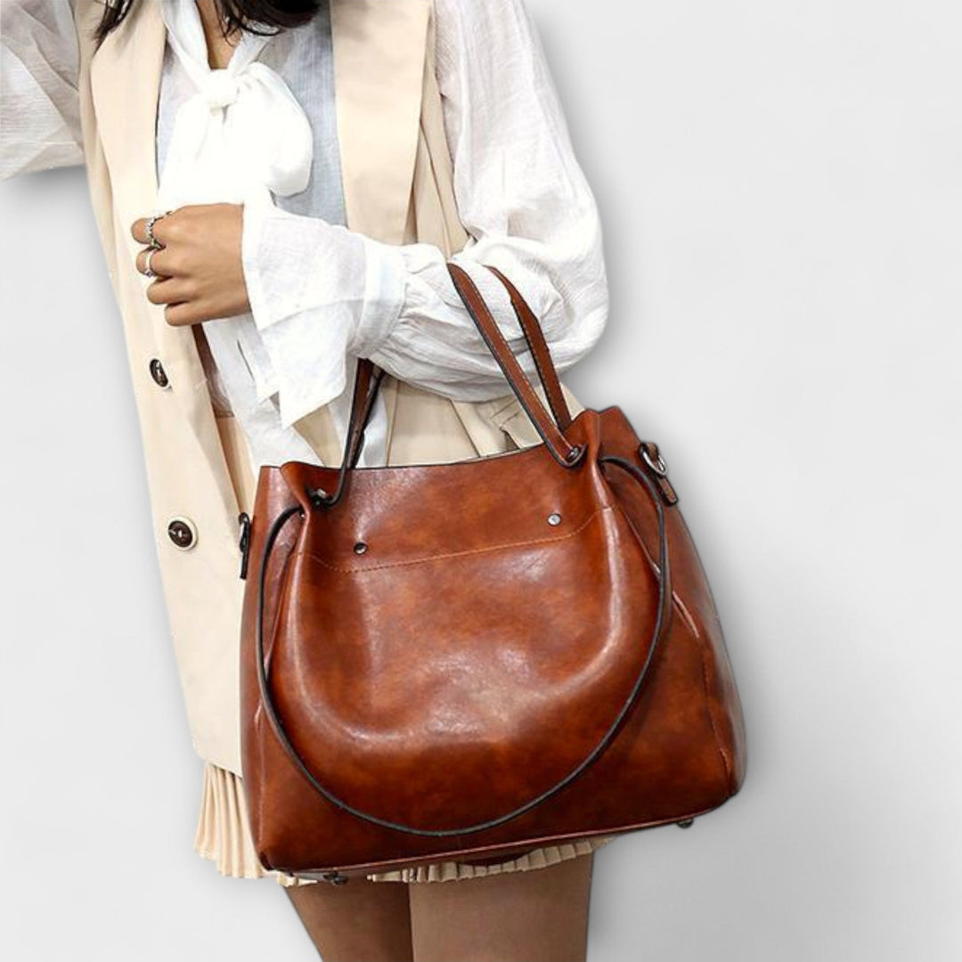 Silvia 3-in-1 Damen-Taschense | Bio-Leder Taschenset – Handtasche, Umhängetasche und Portemonnaie